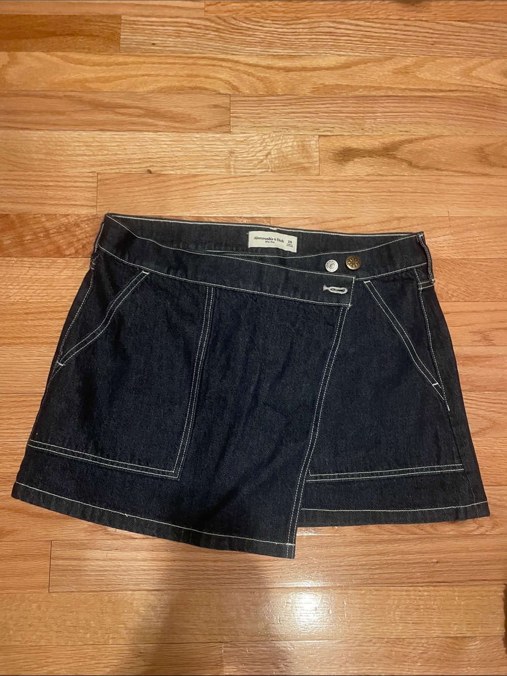 Abercrombie & Fitch Dark Blue Denim Mini Skirt with Contrast Stitching